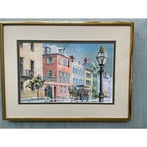 COPY - Rare find ED “Emerson” Rainbow Row Watercolor Print Historic Rainbow Row